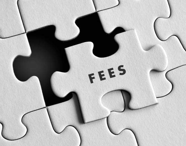 fees text on puzzle background.